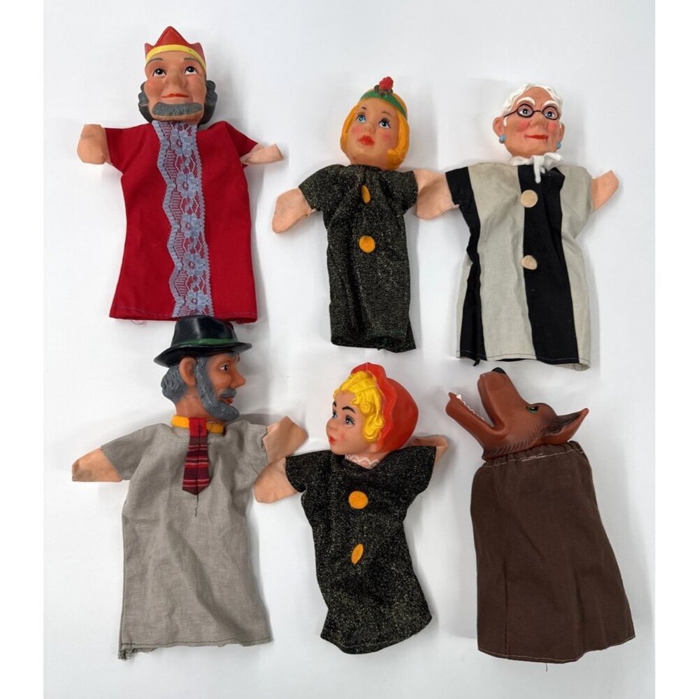 Vintage Mr Rogers Neighborhood Hand Puppets Lot of 6 Rubber Head Cloth Body 70s